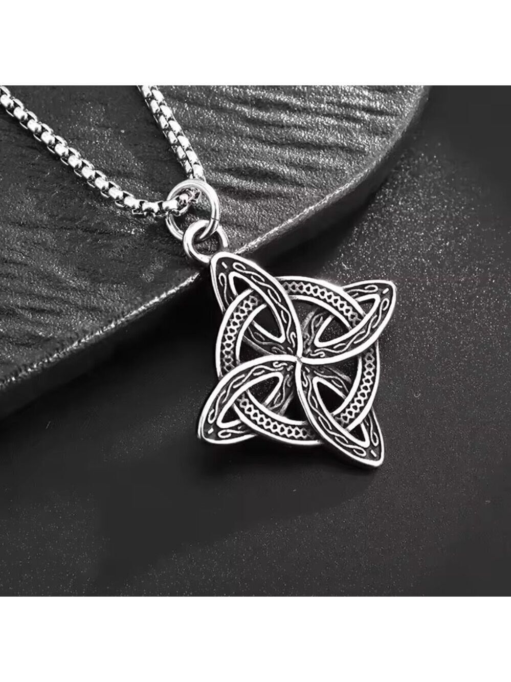 Stainless Steel Celtic Knot Pendant Necklace - Etched Design #1521